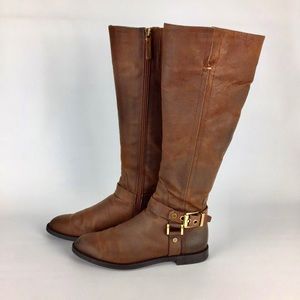 Franco Sarto Vantage Brown Leather Tall Knee High Riding Boots 6